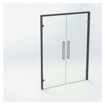 Dobbel glassdør - Matt sort - M16: 1590 x 2090 mm - (2 aktiv)