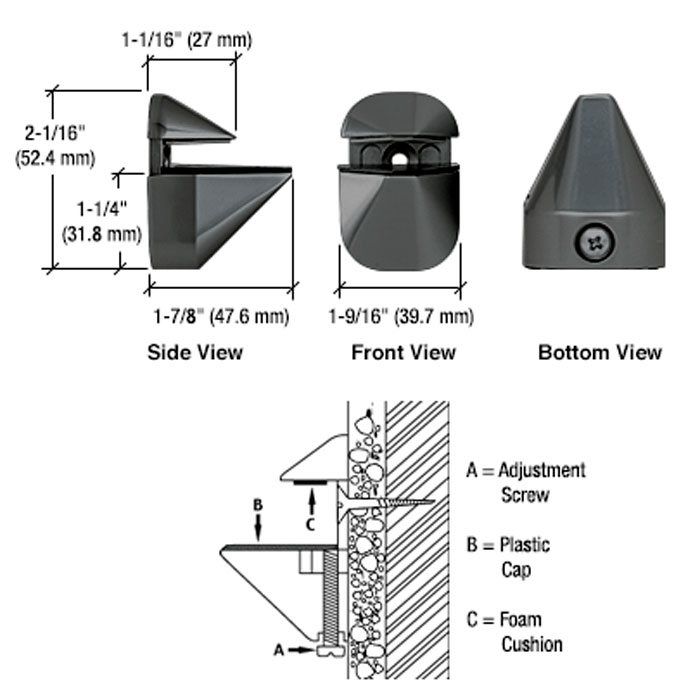 Glasshylleholder for 3-24 mm glass - Svart