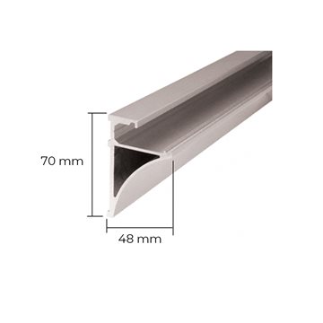 Hyldeholderprofil 1,2 Meter til 10 mm glas - Børstet stål look