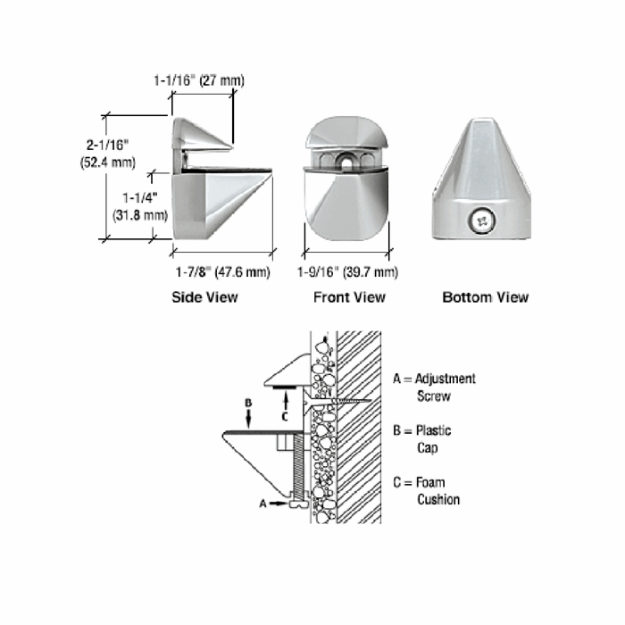 Glashyldeholder til 3-24 mm Krom
