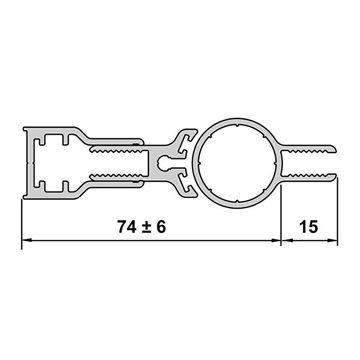 Løftehængsel til 6 mm glas - Blank sølv