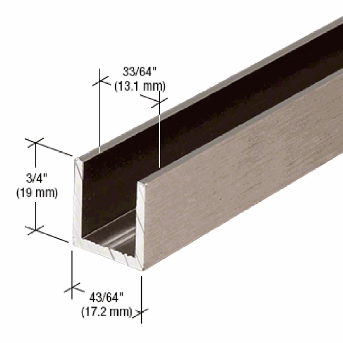 U-profil - Børstet stållook - 2,41 m - 19x17x19 mm