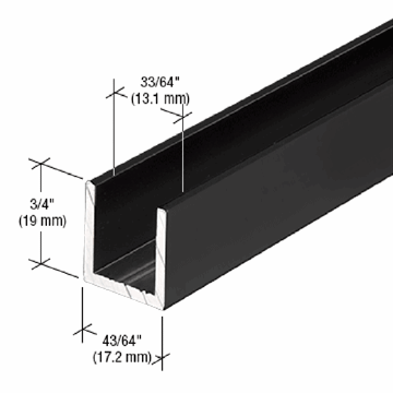 Uprofil - matt svart  - 1,2 m - 19x17x19 mm
