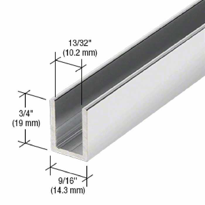 U-profil - Utseende børstet stål - 1,2 m - 19x14,3x19x2 mm