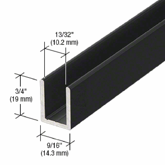 U-profil - svart matt - 3660 mm - 19x14x19x2 mm
