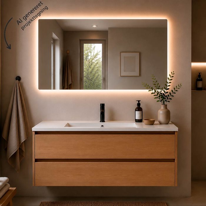 Horizon LED speil - 1000 x 700 mm - Backlight + Antidugg
