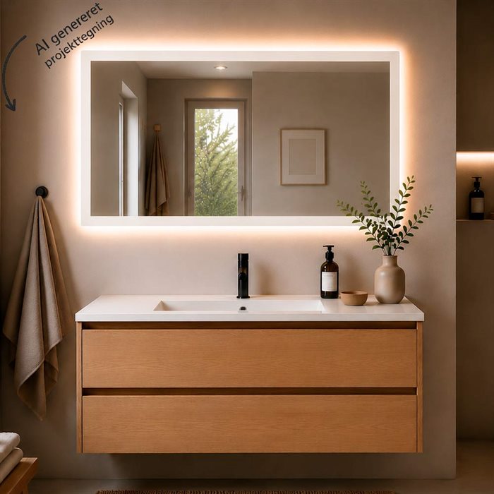 Horizon LED-speil - 1000 x 700 mm - Backlight + Sandblåst + Antidugg
