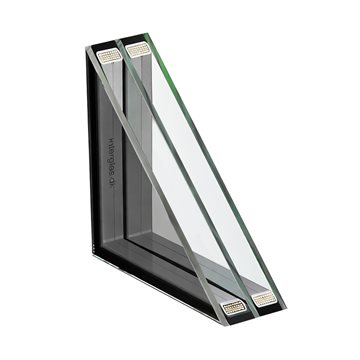 Badstue isolerglass 3 lag med herdet grått glass