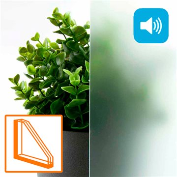 Lydabsorberende 3-lags isolerglassrute 41 dB med laminert glass og satengglass